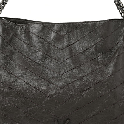 Saint Laurent Crinkled Calfskin Matelasse Monogram Niki Shoulder Bag Storm 8 of 12