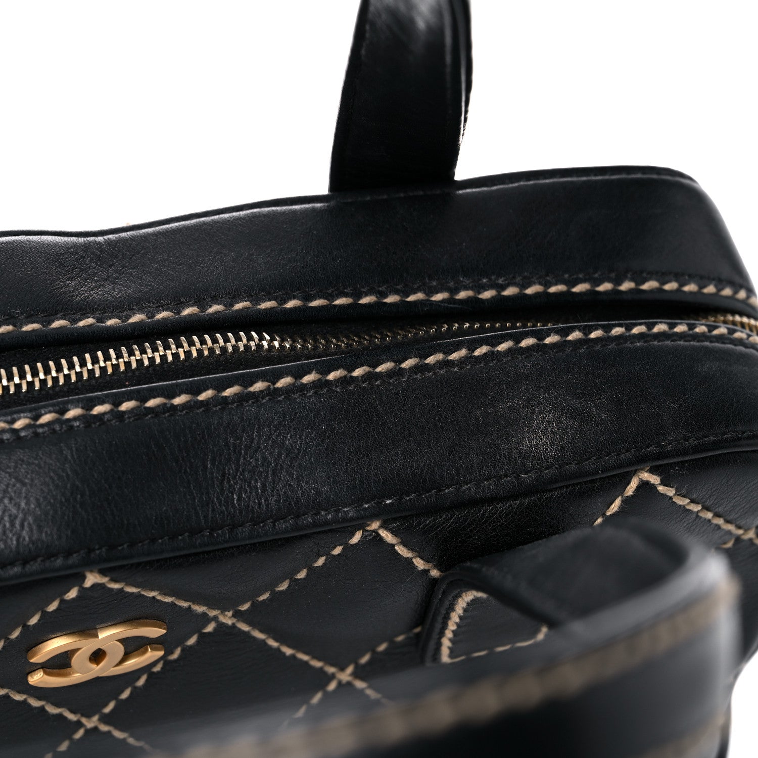 Chanel Calfskin Contrast Stitch Surpique Bowler Black 16 of 16