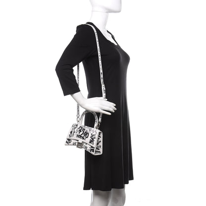 Balenciaga Smooth Calfskin Graffiti Hourglass Top Handle Bag XS White Black 2 of 11