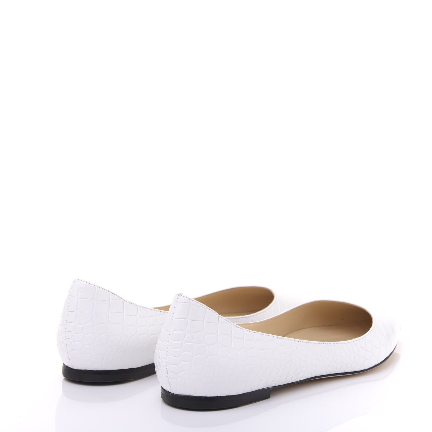 Jimmy Choo Calfskin Crocodile Embossed Love Flats 40 Latte 4 of 8