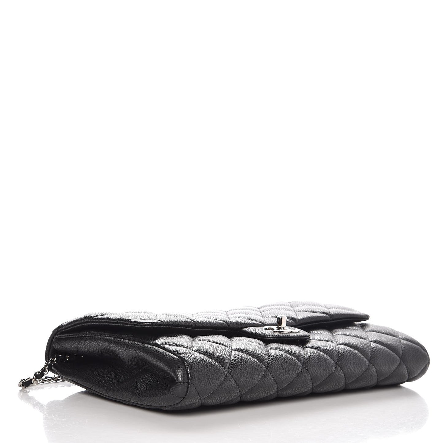 Caviar Quilted Clutch With Chain Flap Black