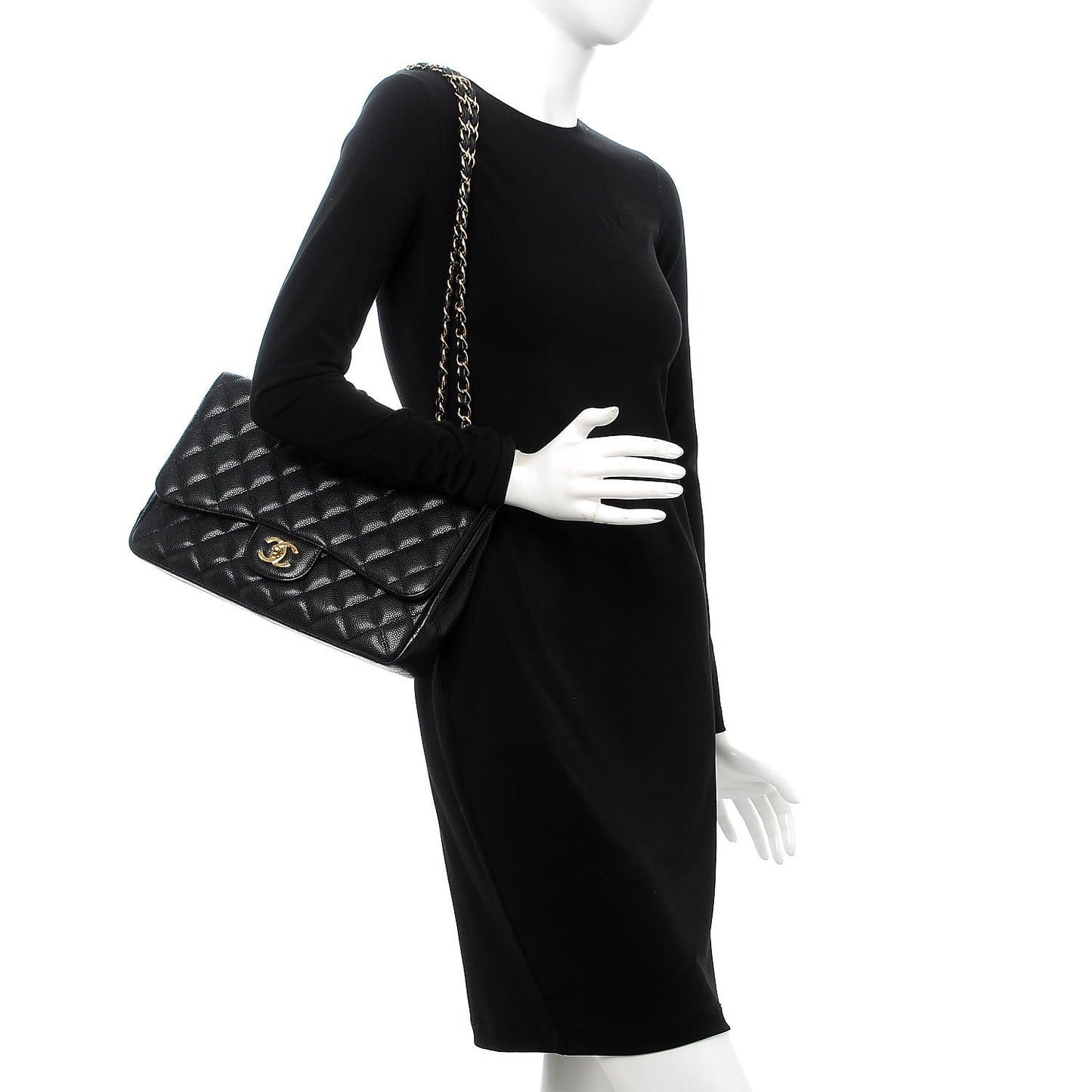 Caviar Quilted Jumbo Single Flap Black