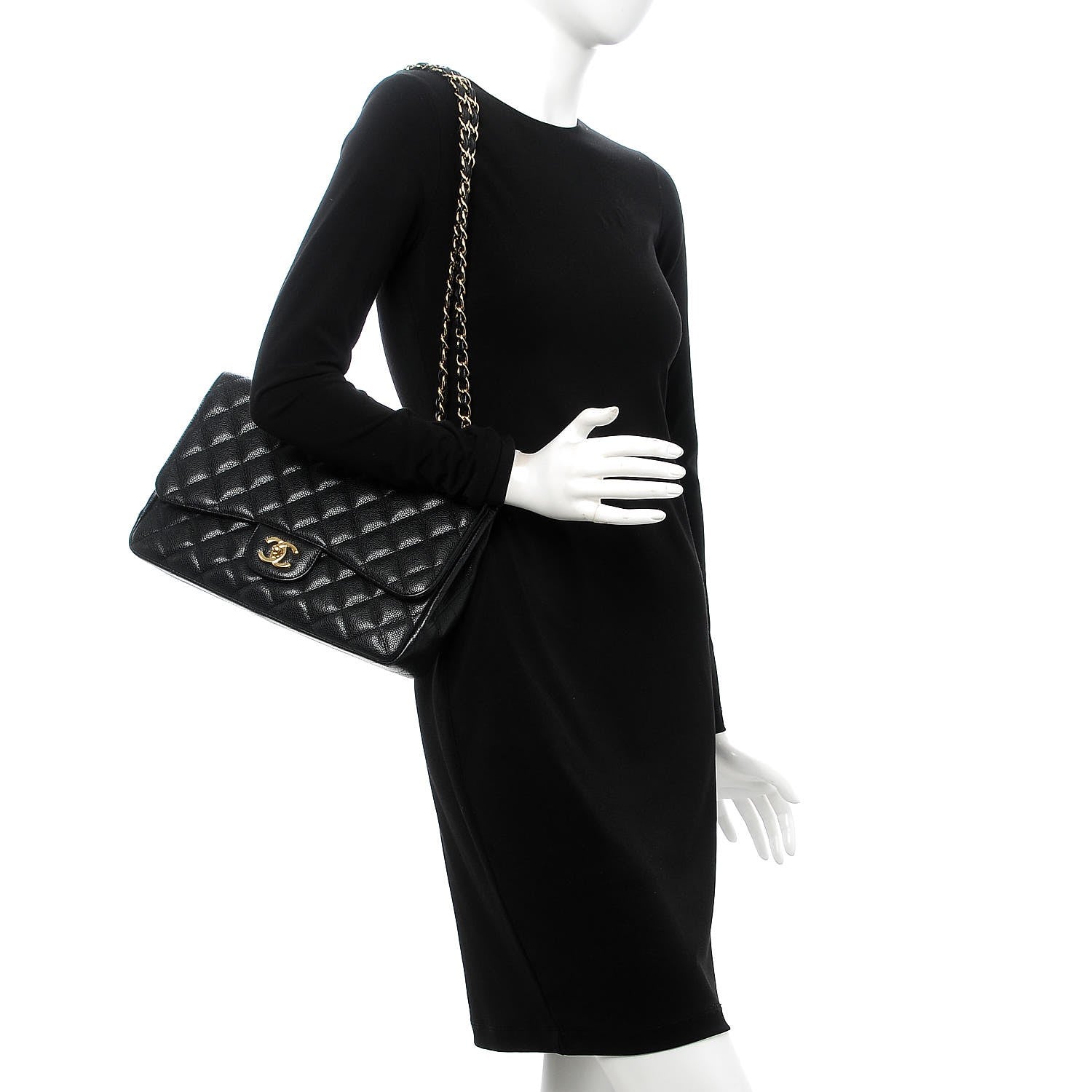 Chanel Caviar Quilted Jumbo Single Flap Black 3 of 8