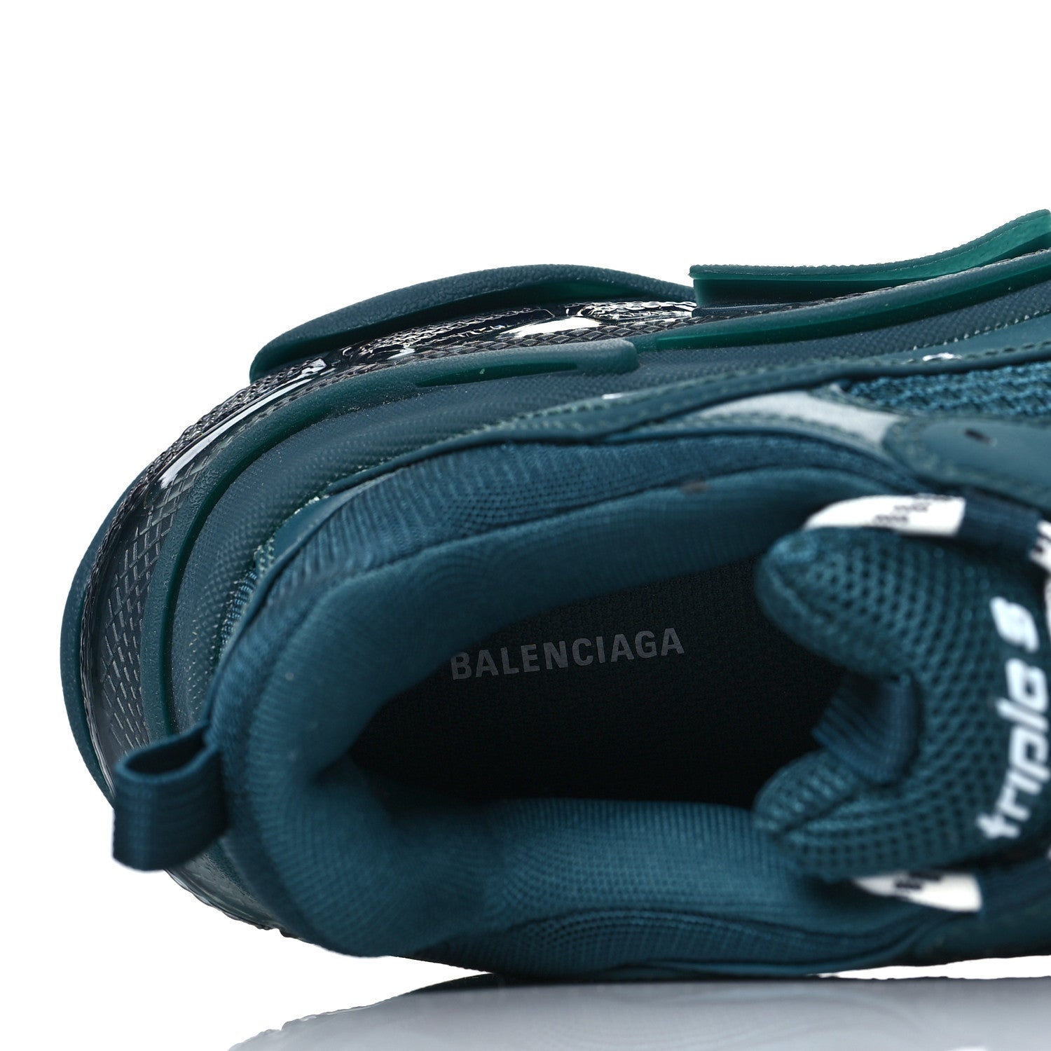 Balenciaga Fabric Mesh Clear Sole Fluo Mens Triple S Sneakers 40 Dark Green 7 of 8