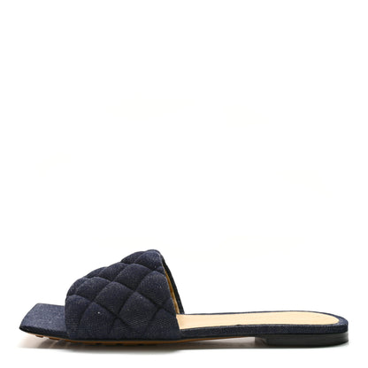 Bottega Veneta Denim Matelasse Padded Flat Sandals 38.5 Indigo 1 of 11