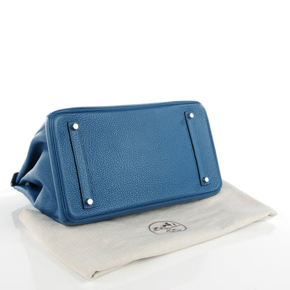 Hermes Taurillon Clemence Birkin 35 Bleu Thalassa 18 of 22