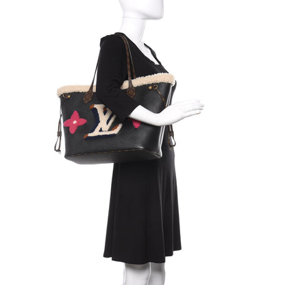 Louis Vuitton Calfskin Monogram Teddy Neverfull MM Black 2 of 11