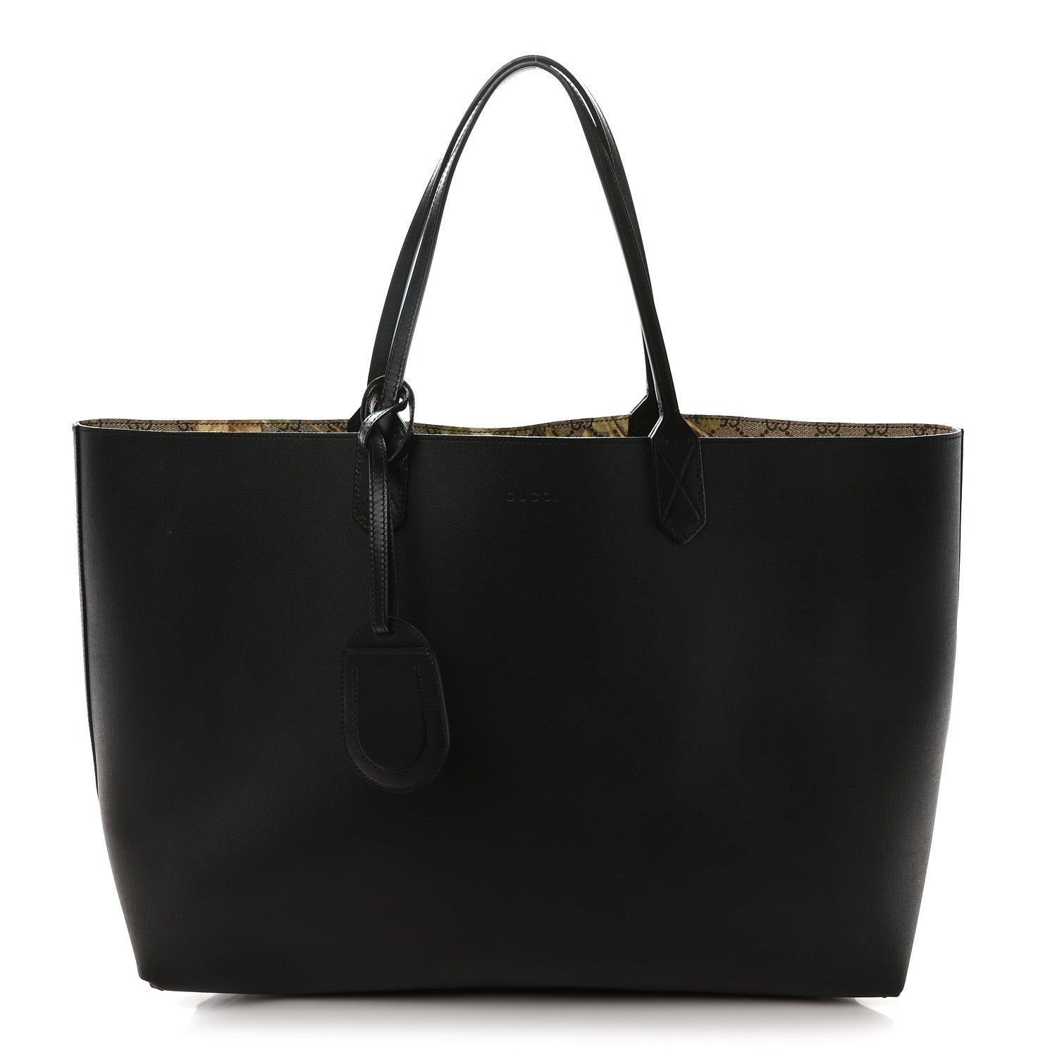 Gucci GG Supreme Monogram Blooms Large Reversible Tote Beige New Military Black 1 of 15