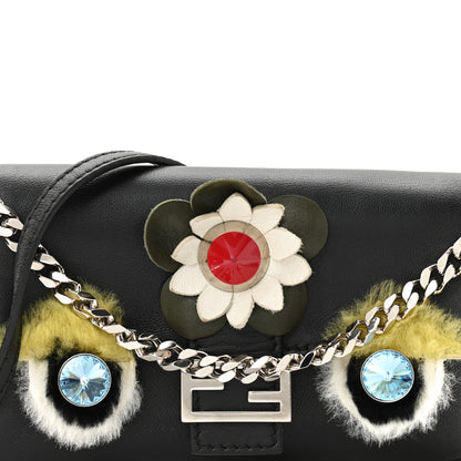 Fendi Shiny Nappa Rabbit Fur Crystal Flowerland Micro Buggie Baguette Black Mojito Multicolor 10 of 13