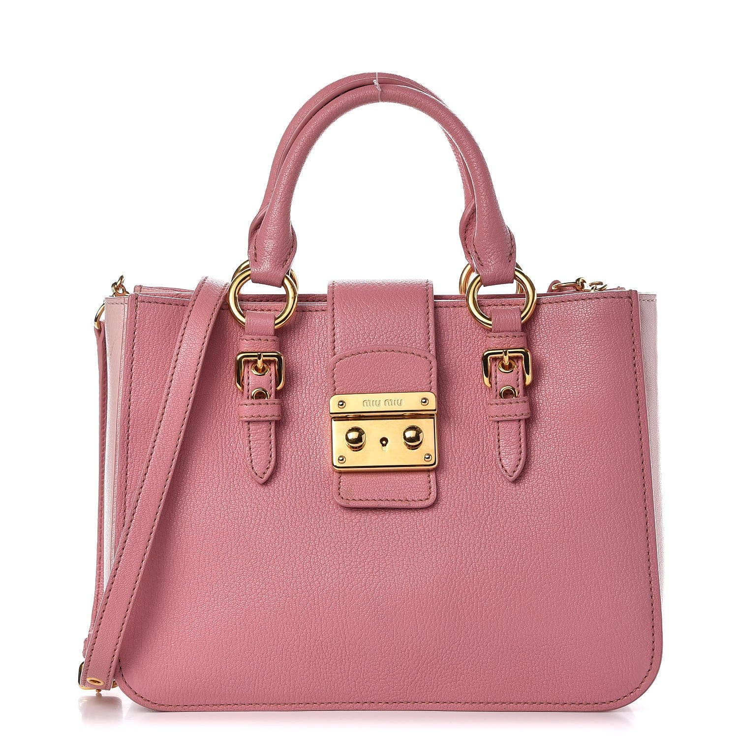 Miu Miu Goatskin Madras Shopping Tote Rosa Gemma 1 of 18