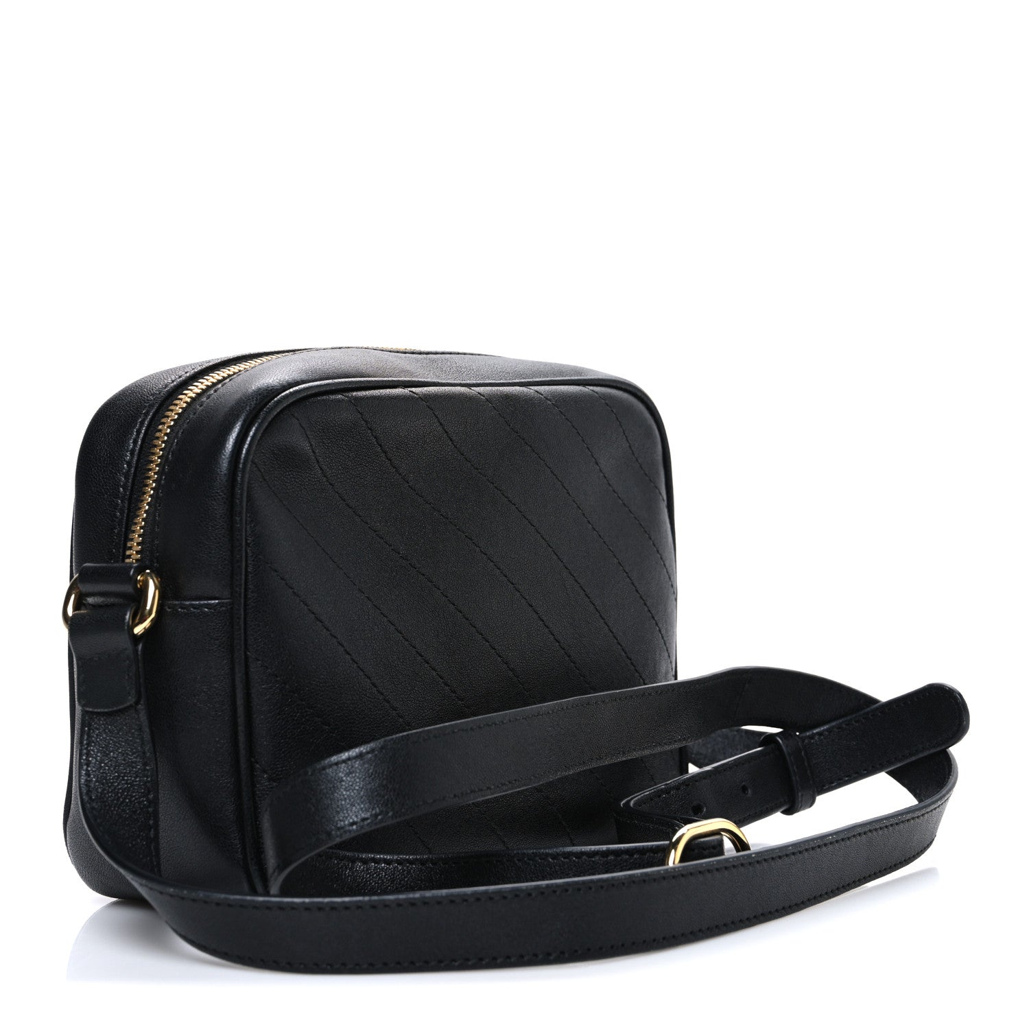 Gucci Sakai Be Green Calfskin Diagonal Stitched Small Blondie Shoulder Bag Black 3 of 10