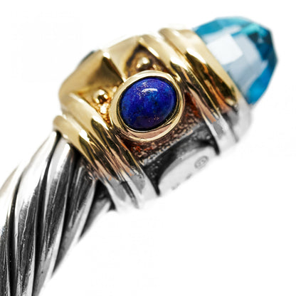 David Yurman Sterling Silver 14K Yellow Gold Blue Topaz Lapis Lazuli 5mm Cable Renaissance Bracelet 5 of 7