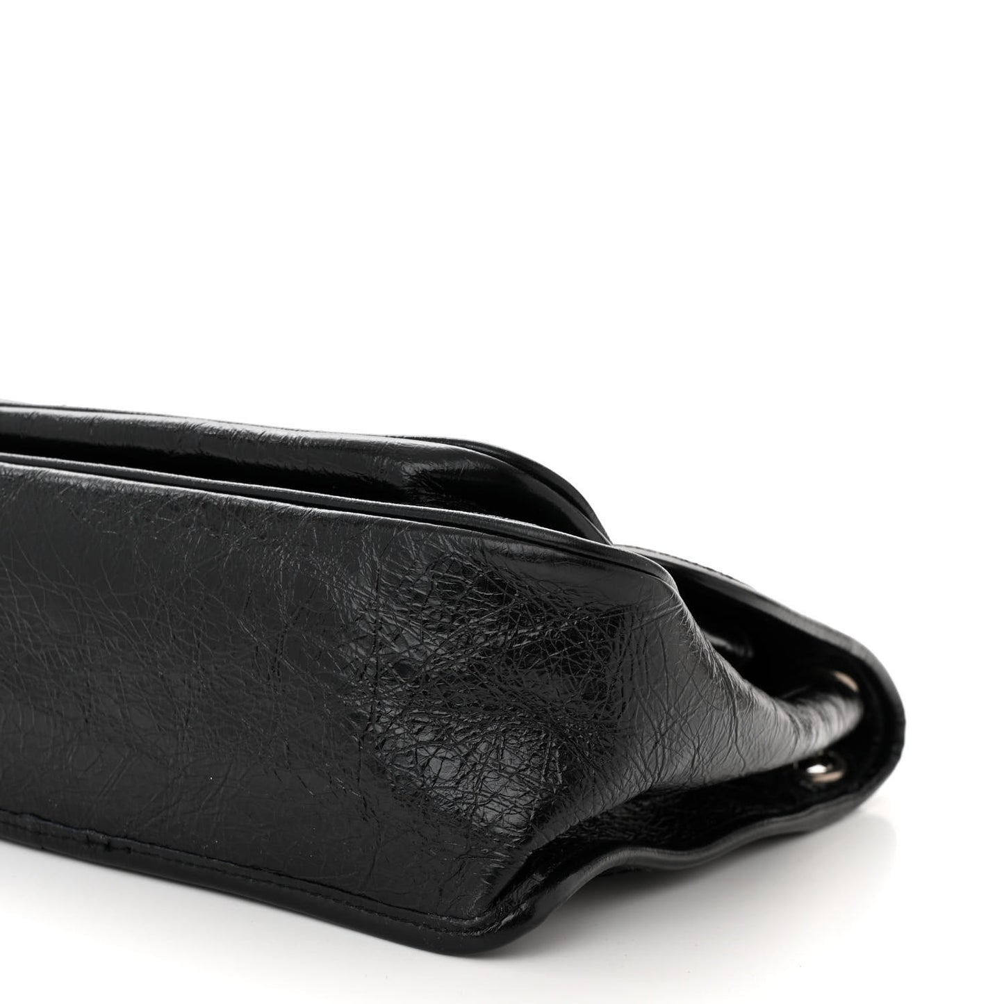 Crinkled Calfskin Matelasse Monogram Medium Niki Chain Satchel Black