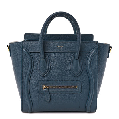 Celine Drummed Calfskin Nano Luggage Petrol 1 of 14