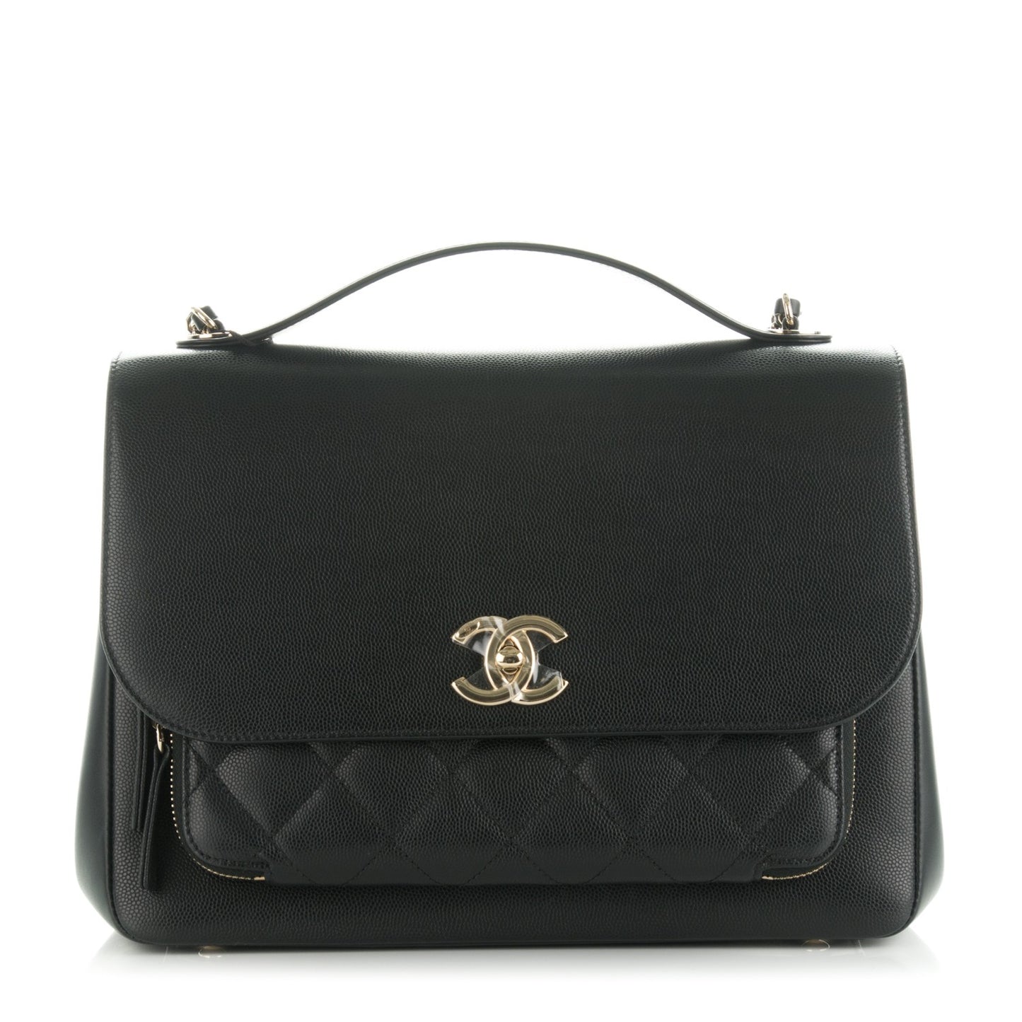 Caviar Quilted Large Business Affinity Flap Black