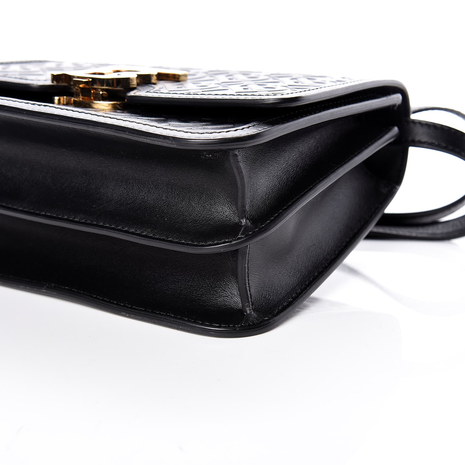 Burberry Calfskin Monogram Embossed Small TB Bag Black 9 of 10