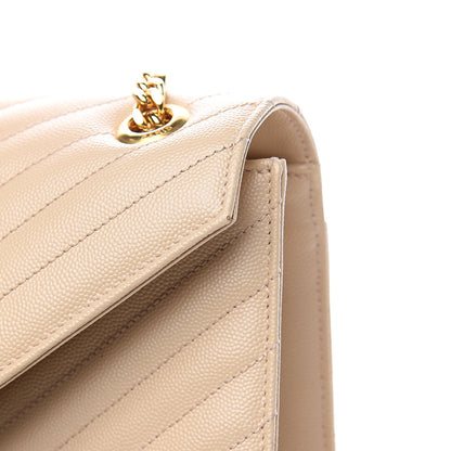 Saint Laurent Grain De Poudre Matelasse Chevron Large Monogram Satchel Nude Powder 11 of 11