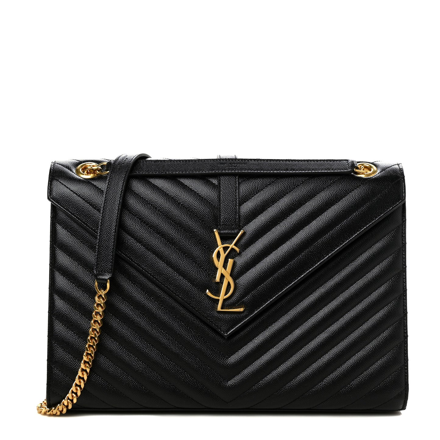 Grain De Poudre Matelasse Chevron Large Monogram Satchel Black