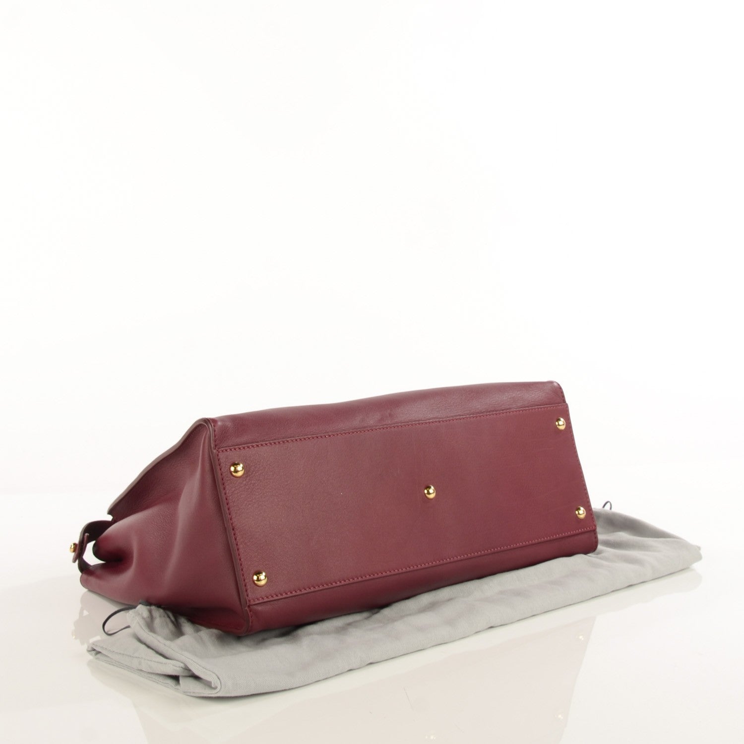 Fendi Vitello Dolce Marmol Large Peekaboo Iconic Satchel Bordeaux Graphite 8 of 12