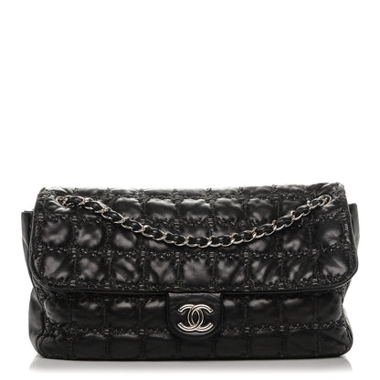 Chanel Lambskin Tweed Double Stitch Maxi Flap Black 1 of 7