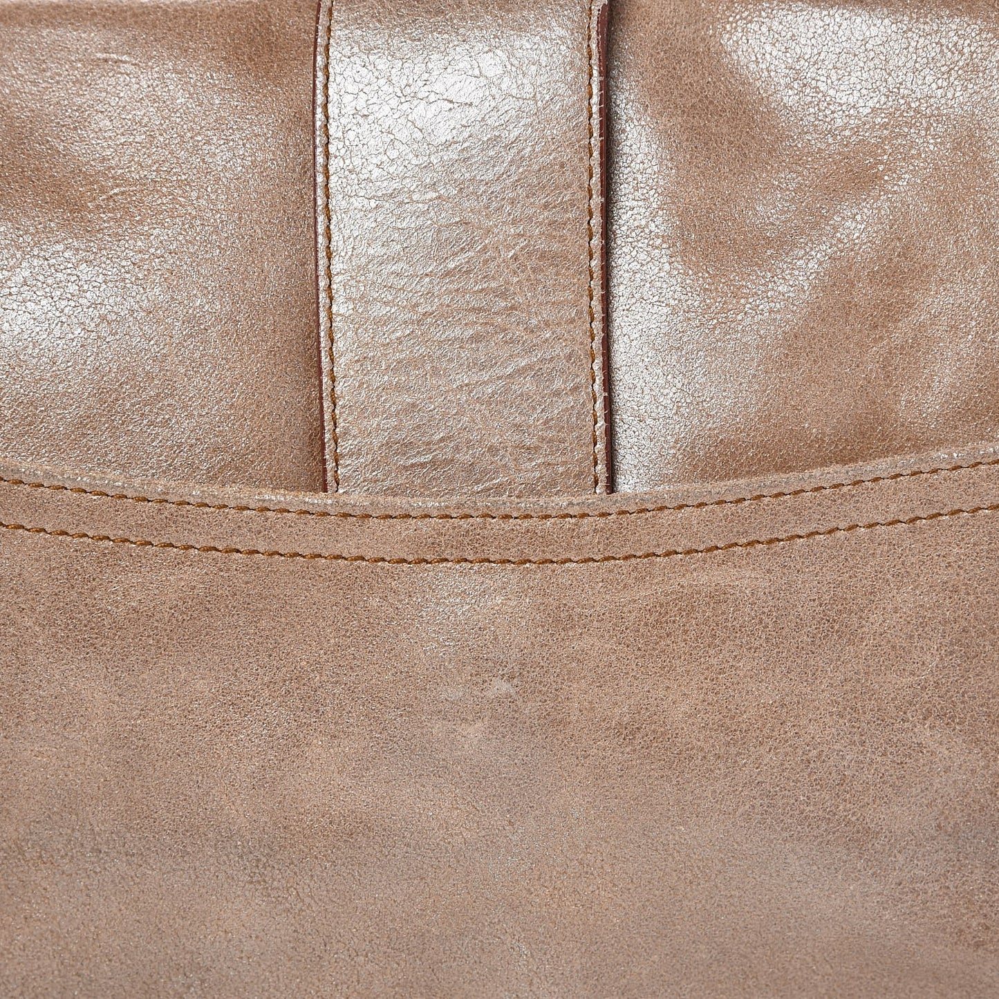 Metallic Calfskin Medium Gaucho Double Saddle Bag Bronze