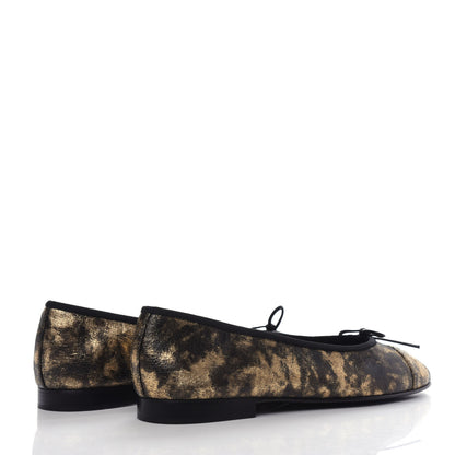 Chanel Laminated Goatskin Cap Toe CC Ballerina Flats 40 Gold 4 of 8