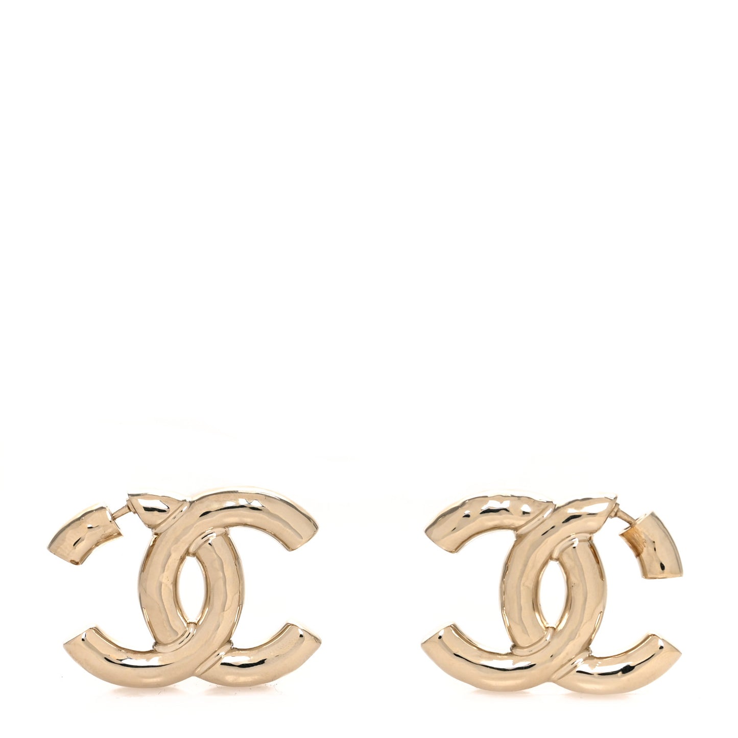 Metal Large CC Earrings Light Gold