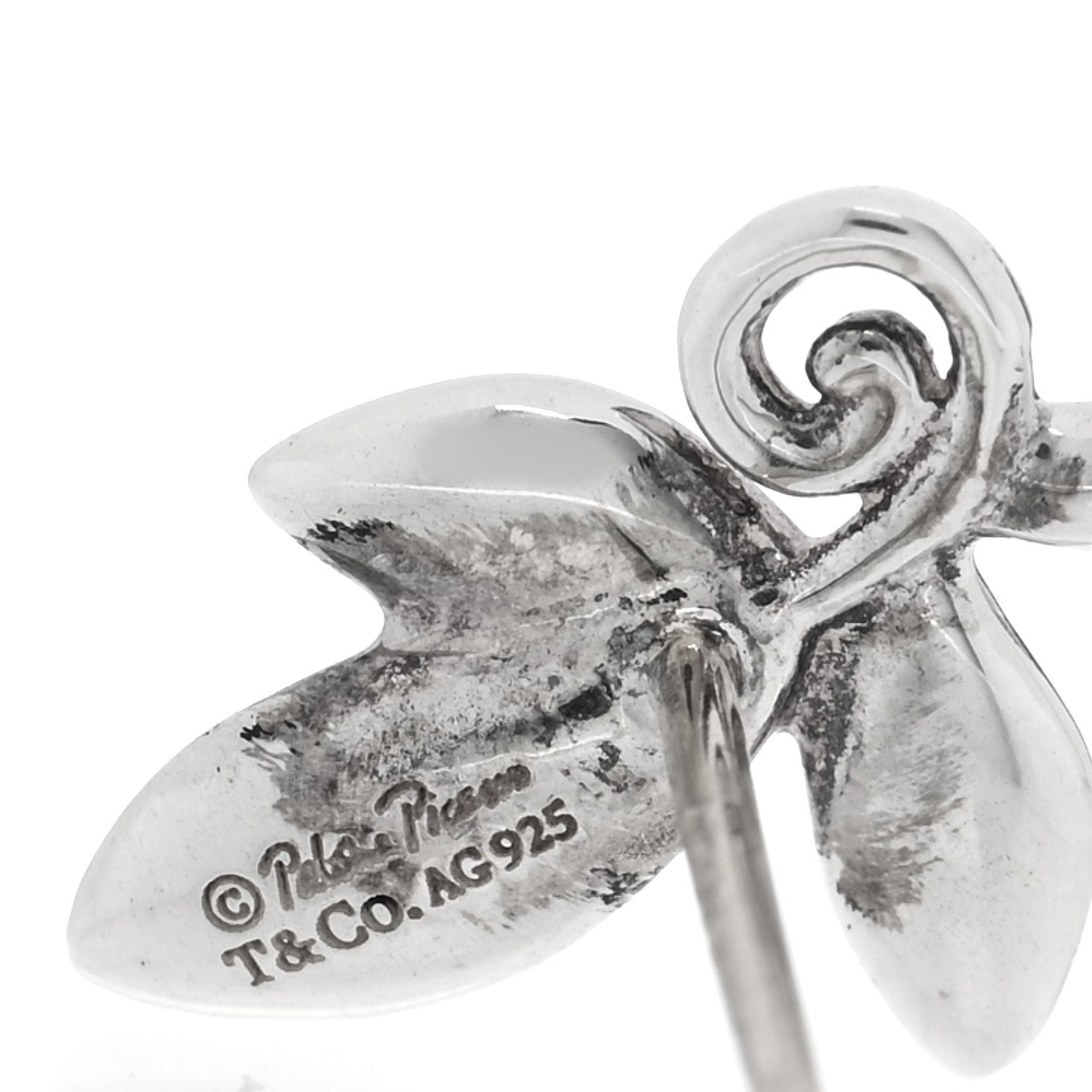 Tiffany Sterling Silver Paloma Picasso Olive Leaf Earrings 4 of 5