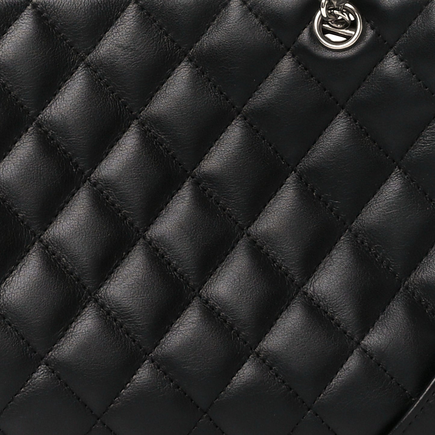 Calfskin Quilted Large Cambon Bowler Black White