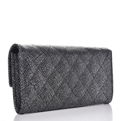 Chanel Glitter Calfskin Quilted Long Flap Wallet Black 3 of 10
