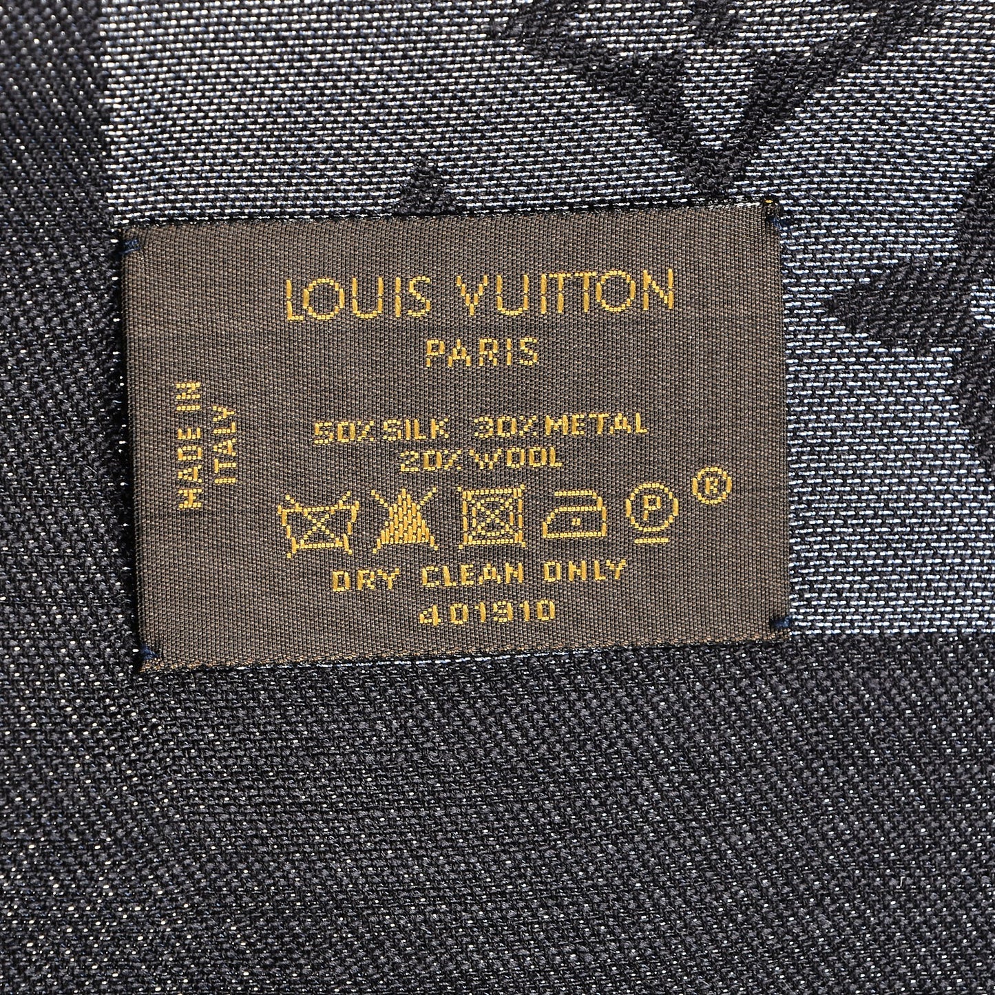 Silk Lurex Wool Monogram Shine Shawl Black