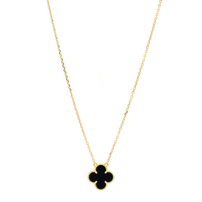 Van Cleef & Arpels 18K Yellow Gold Black Onyx Vintage Alhambra Pendant Necklace 1 of 5