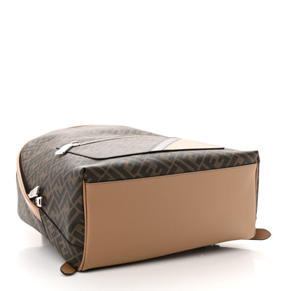 Fendi Glazed Fabric Vitello King FF 1974 Diagonal Medium Chiodo Backpack Tobacco Moro Sand Black 3 of 11