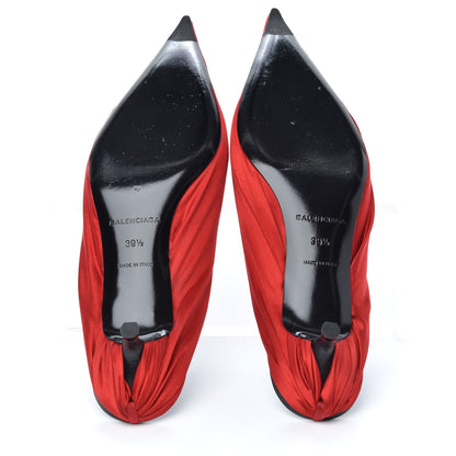 Balenciaga Satin De Soie Skimmer Mules 39.5 Rouge Cardinal 6 of 10