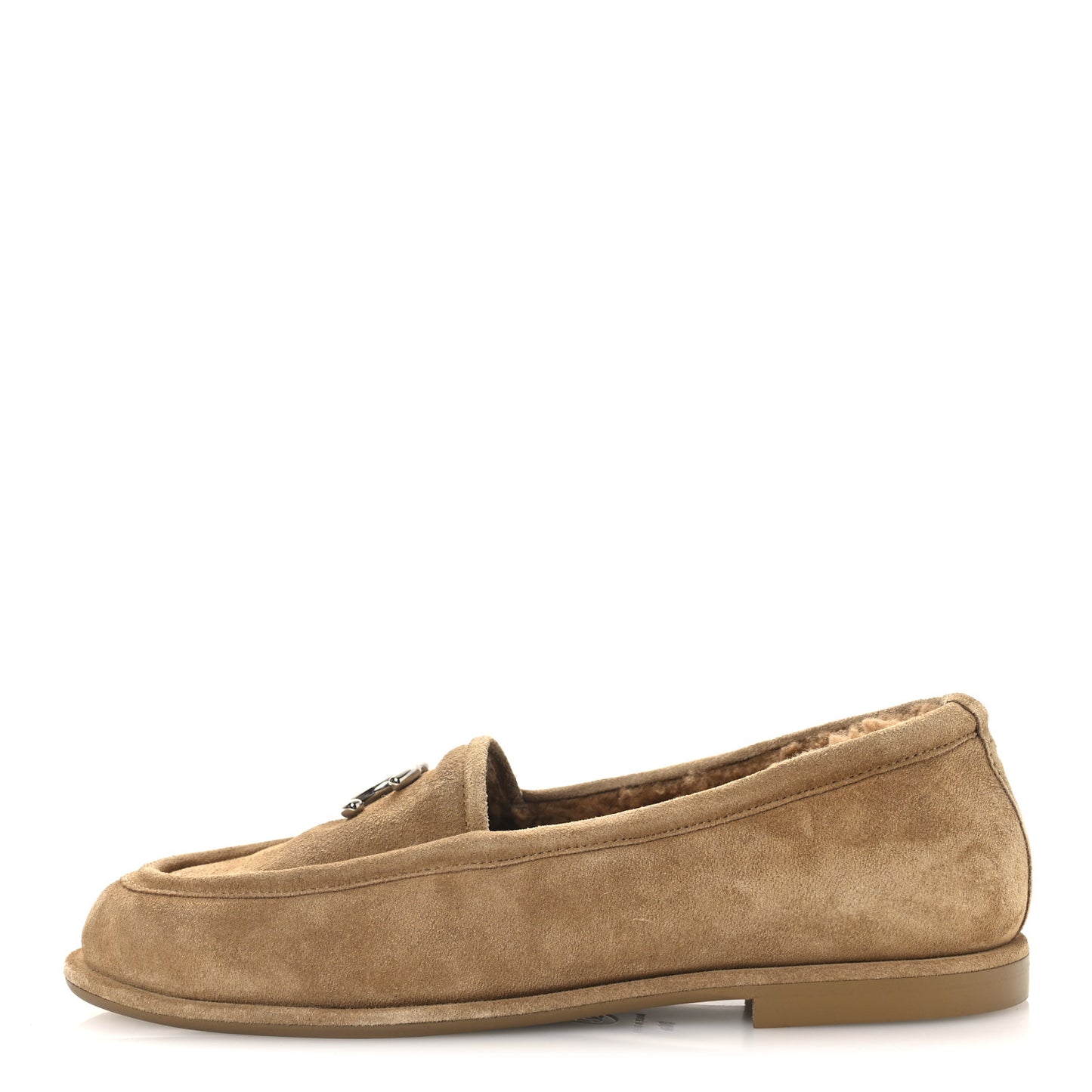 Suede Calfskin CC Loafers 36.5 Dark Beige