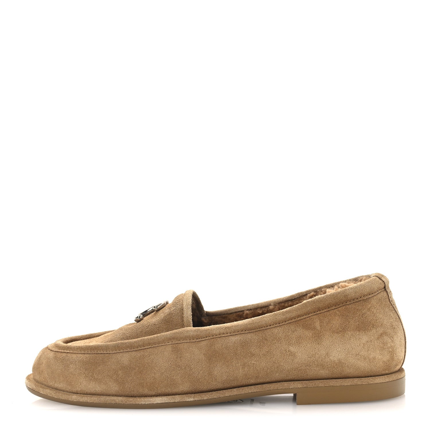 Chanel Suede Calfskin CC Loafers 36.5 Dark Beige 1 of 11