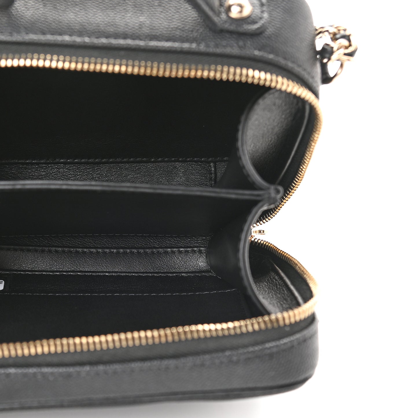 Caviar Quilted Small CC Filigree Vanity Case Black