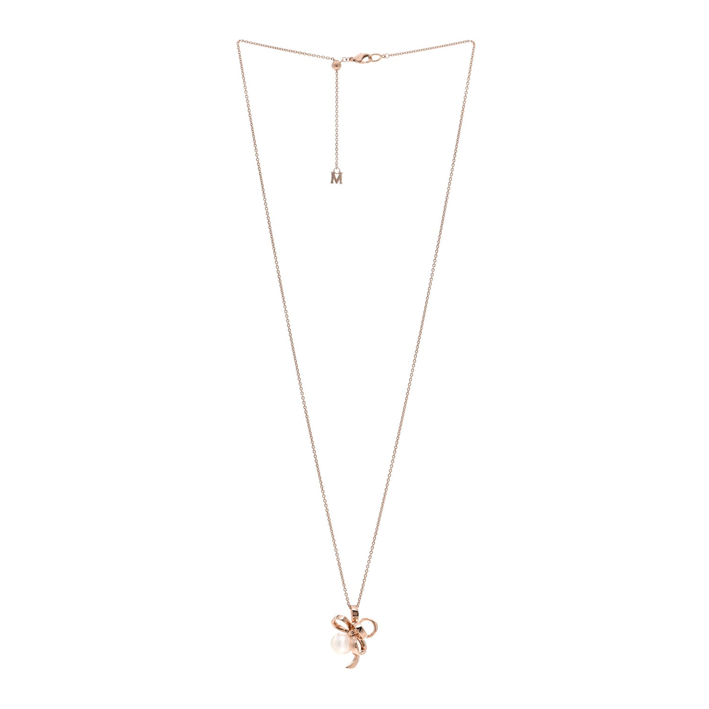 18K Rose Gold Diamond Akoya Pearl Jeux de Rubans Pendant Necklace