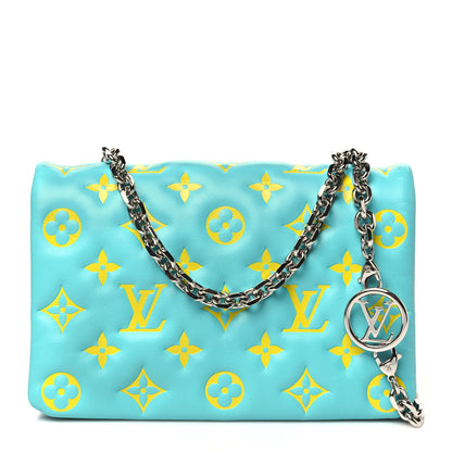 Louis Vuitton Lambskin Embossed Monogram Vuittamins Pochette Coussin Menthe Jaune 1 of 9