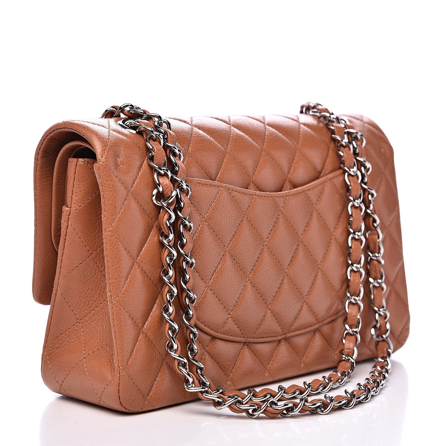 Caviar Quilted Medium Double Flap Dark Beige