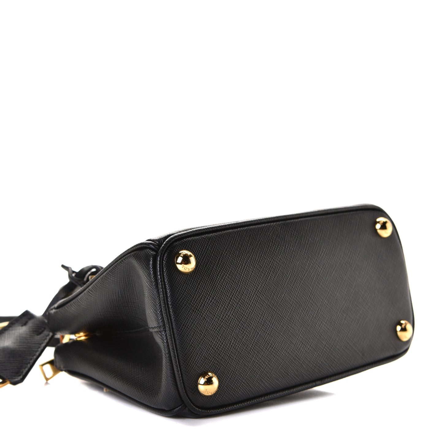 Saffiano Lux Micro Galleria Double Zip Tote Black