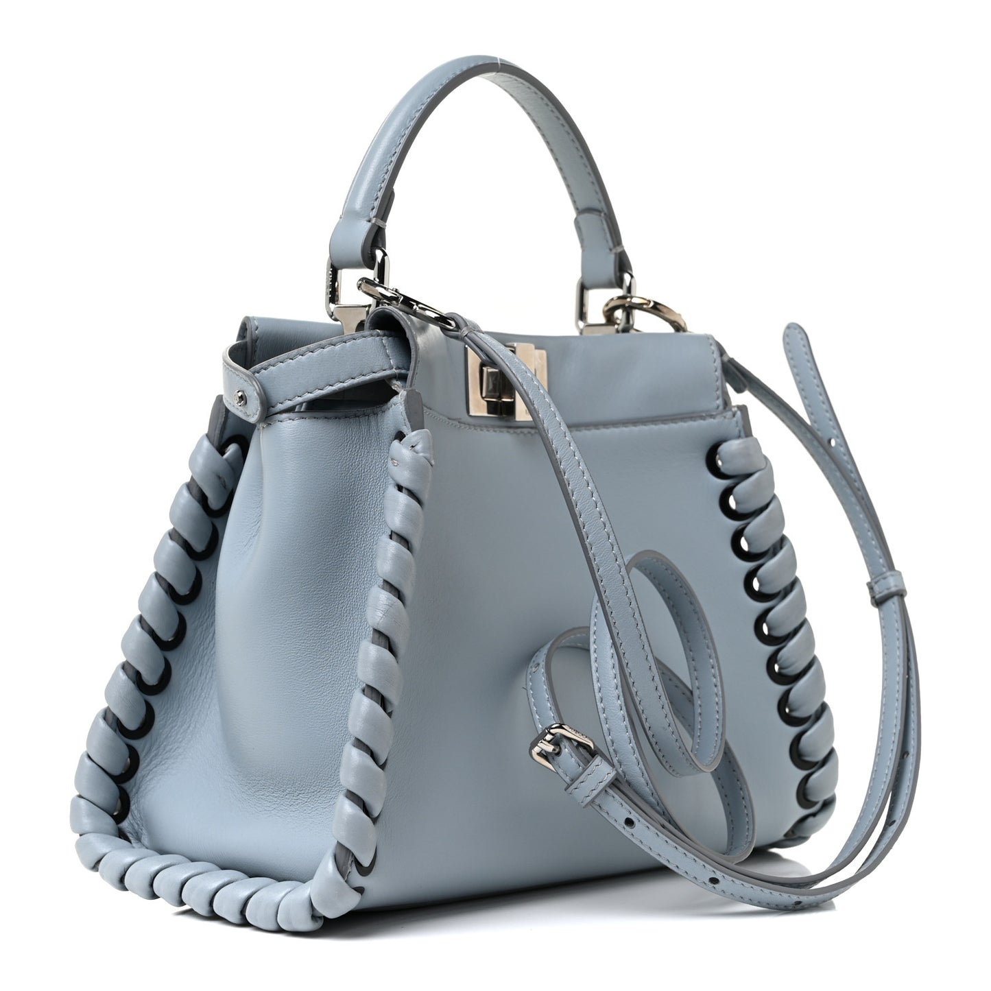 Nappa Lace Up Mini Peekaboo Iconic Satchel Azzurro Polvere