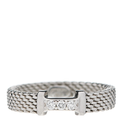 Tiffany Sterling Silver Diamond Narrow Somerset Ring 45 3.5 1 of 4
