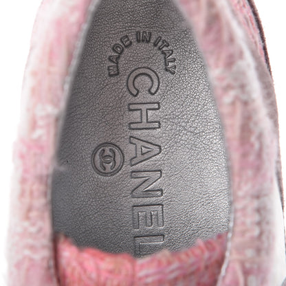 Chanel Tweed Suede Calfskin Sneakers 38 Silver Pink 7 of 8
