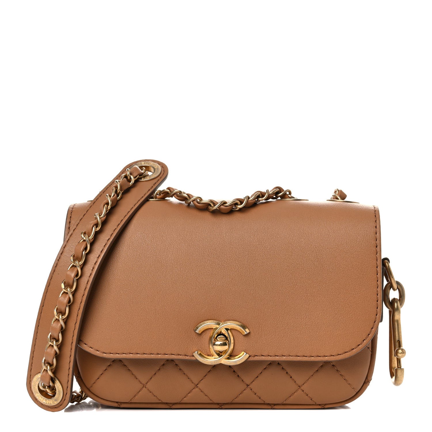 Chanel Calfskin Quilted Multi Pouching Flap And Coin Purse Beige 3 of 13