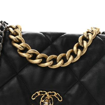 Chanel Shiny Goatskin Quilted Large Chanel 19 Flap Black 8 of 11