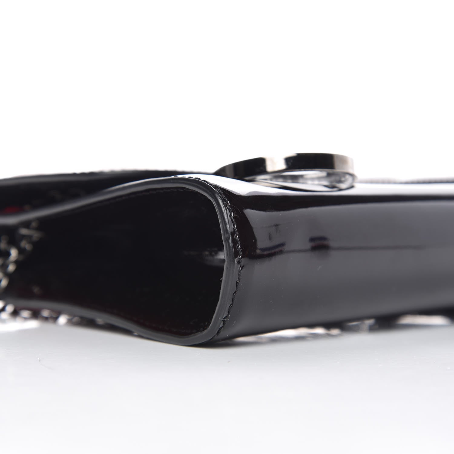 Christian Louboutin Patent Riviera Clutch Black Red 8 of 9