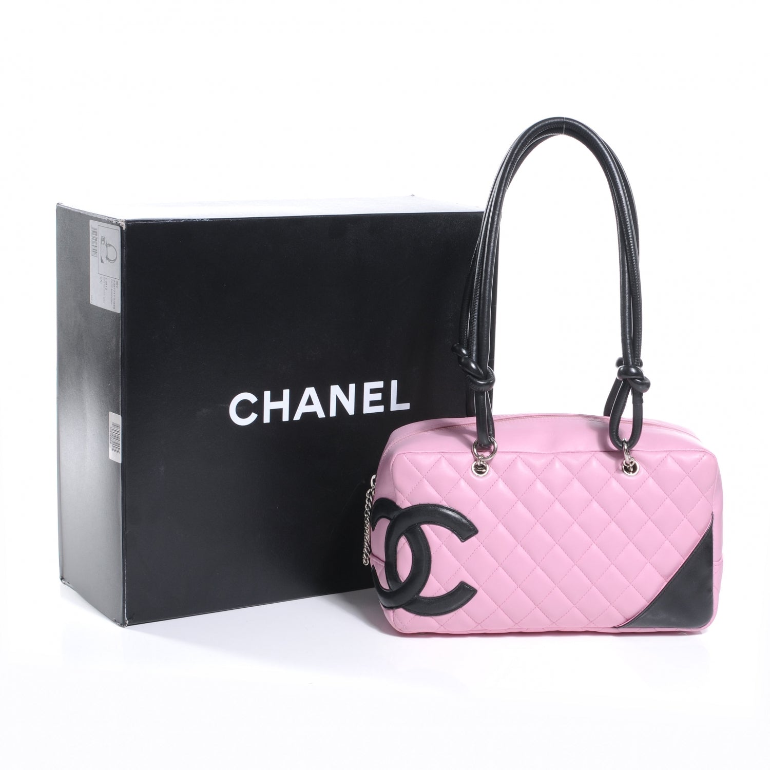 Chanel Calfskin Quilted Large Cambon Bowler Pink Black 8 of 8