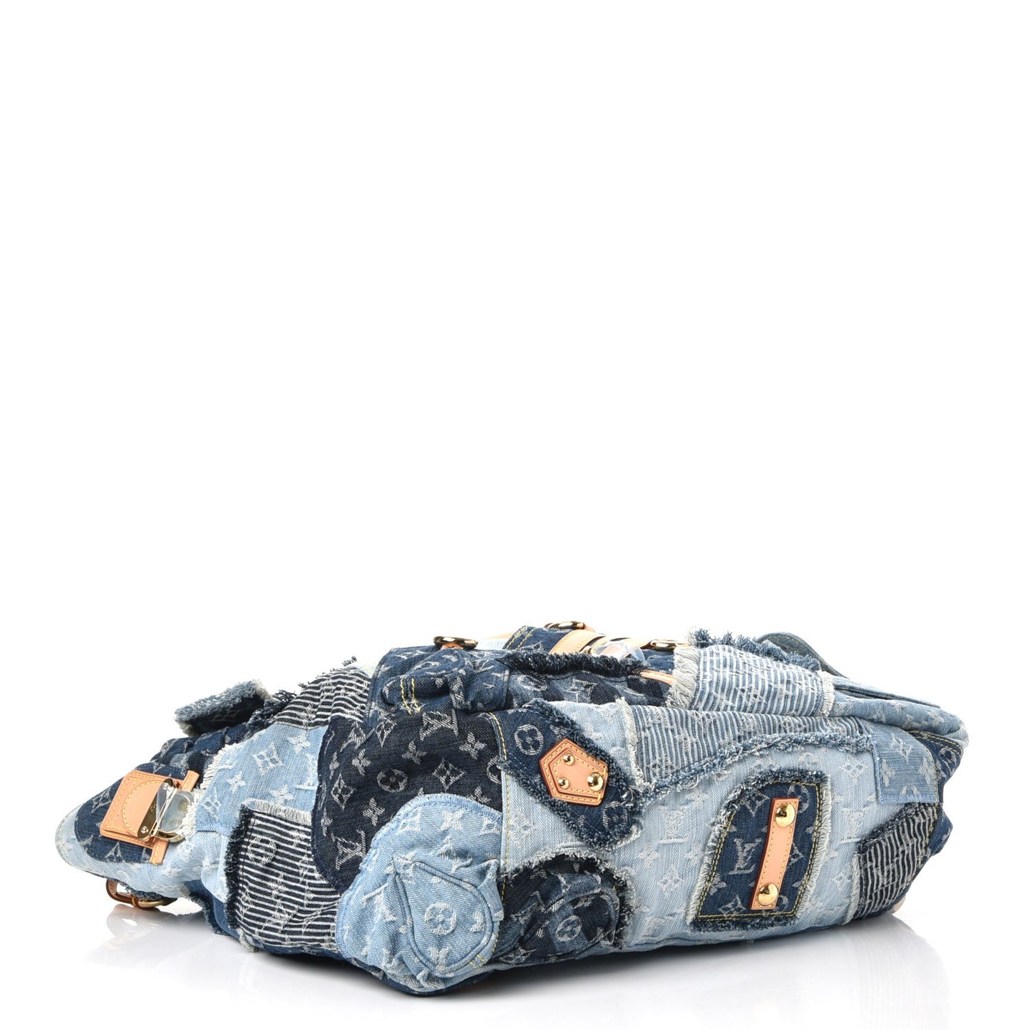 Denim Patchwork Cabby Tote Blue