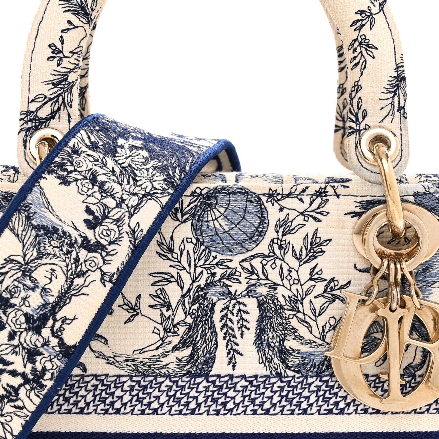 Christian Dior Canvas Embroidered Toile De Jouy Soleil Medium Lady